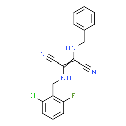 ChemSpider 2D Image | 2-(Benzylamino)-3-[(2-chloro-6-fluorobenzyl)amino]-2-butenedinitrile | C18H14ClFN4