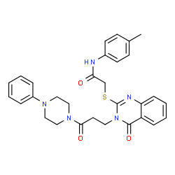 ChemSpider 2D Image | N-(4-Methylphenyl)-2-({4-oxo-3-[3-oxo-3-(4-phenyl-1-piperazinyl)propyl]-3,4-dihydro-2-quinazolinyl}sulfanyl)acetamide | C30H31N5O3S
