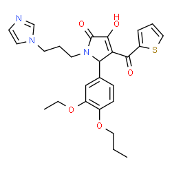ChemSpider 2D Image | 5-(3-Ethoxy-4-propoxyphenyl)-3-hydroxy-1-[3-(1H-imidazol-1-yl)propyl]-4-(2-thienylcarbonyl)-1,5-dihydro-2H-pyrrol-2-one | C26H29N3O5S