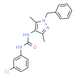 ChemSpider 2D Image | 1-(1-Benzyl-3,5-dimethyl-1H-pyrazol-4-yl)-3-(3-chlorophenyl)urea | C19H19ClN4O