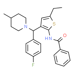 ChemSpider 2D Image | N-{5-Ethyl-3-[(4-fluorophenyl)(4-methyl-1-piperidinyl)methyl]-2-thienyl}benzamide | C26H29FN2OS