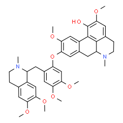 ChemSpider 2D Image | 9-(2-((6,7-Dimethoxy-2-methyl-1,2,3,4-tetrahydro-1-isoquinolinyl)methyl)-4,5-dimethoxyphenoxy)-2,10-dimethoxy-6-methyl-5,6,6a,7-tetrahydro-4H-dibenzo(de,g)quinolin-1-ol | C40H46N2O8