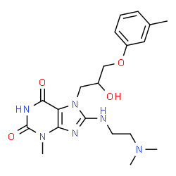 ChemSpider 2D Image | 8-{[2-(Dimethylamino)ethyl]amino}-7-[2-hydroxy-3-(3-methylphenoxy)propyl]-3-methyl-3,7-dihydro-1H-purine-2,6-dione | C20H28N6O4