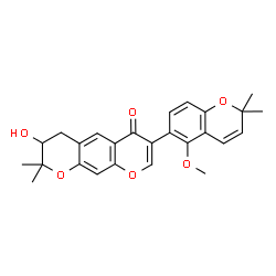 ChemSpider 2D Image | 3-Hydroxy-7-(5-methoxy-2,2-dimethyl-2H-chromen-6-yl)-2,2-dimethyl-3,4-dihydro-2H,6H-pyrano[3,2-g]chromen-6-one | C26H26O6