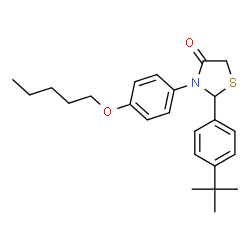 ChemSpider 2D Image | 2-[4-(2-Methyl-2-propanyl)phenyl]-3-[4-(pentyloxy)phenyl]-1,3-thiazolidin-4-one | C24H31NO2S