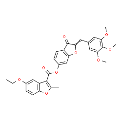 ChemSpider 2D Image | 3-Oxo-2-(3,4,5-trimethoxybenzylidene)-2,3-dihydro-1-benzofuran-6-yl 5-ethoxy-2-methyl-1-benzofuran-3-carboxylate | C30H26O9
