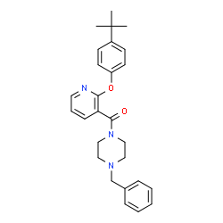 ChemSpider 2D Image | (4-Benzyl-1-piperazinyl){2-[4-(2-methyl-2-propanyl)phenoxy]-3-pyridinyl}methanone | C27H31N3O2