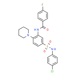ChemSpider 2D Image | N-{5-[(4-Chlorophenyl)sulfamoyl]-2-(1-piperidinyl)phenyl}-4-fluorobenzamide | C24H23ClFN3O3S
