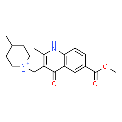 ChemSpider 2D Image | 1-{[6-(Methoxycarbonyl)-2-methyl-4-oxo-1,4-dihydro-3-quinolinyl]methyl}-4-methylpiperidinium | C19H25N2O3