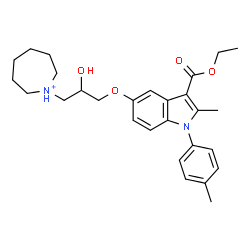 ChemSpider 2D Image | 1-(3-{[3-(Ethoxycarbonyl)-2-methyl-1-(4-methylphenyl)-1H-indol-5-yl]oxy}-2-hydroxypropyl)azepanium | C28H37N2O4