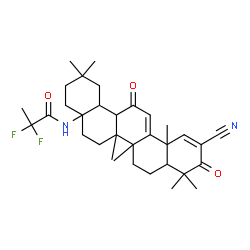 ChemSpider 2D Image | N-(11-Cyano-2,2,6a,6b,9,9,12a-heptamethyl-10,14-dioxo-1,3,4,5,6,6a,6b,7,8,8a,9,10,12a,14,14a,14b-hexadecahydro-4a(2H)-picenyl)-2,2-difluoropropanamide | C33H44F2N2O3