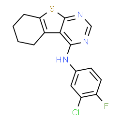 ChemSpider 2D Image | N-(3-Chloro-4-fluorophenyl)-5,6,7,8-tetrahydro[1]benzothieno[2,3-d]pyrimidin-4-amine | C16H13ClFN3S