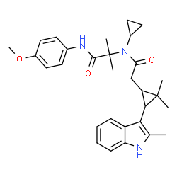 ChemSpider 2D Image | N~2~-Cyclopropyl-N~2~-{[2,2-dimethyl-3-(2-methyl-1H-indol-3-yl)cyclopropyl]acetyl}-N-(4-methoxyphenyl)-2-methylalaninamide | C30H37N3O3
