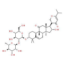 ChemSpider 2D Image | (1R,4R,9beta,16alpha)-16-Hydroxy-9,10,14-trimethyl-11,22-dioxo-21,24-epoxy-4,9-cyclo-9,10-secocholesta-5,23-dien-1-yl 2-O-(6-deoxy-alpha-L-mannopyranosyl)-beta-D-glucopyranoside | C42H64O14