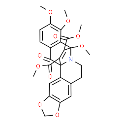 ChemSpider 2D Image | Dimethyl 14,16,17-trimethoxy-21-oxo-5,7-dioxa-13-azahexacyclo[12.7.2.0~1,13~.0~2,10~.0~4,8~.0~15,20~]tricosa-2(10),3,8,15,17,19,22-heptaene-22,23-dicarboxylate | C27H25NO10