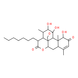ChemSpider 2D Image | 15-Heptyl-1,11,12-trihydroxy-11,20-epoxypicras-3-ene-2,16-dione | C27H40O7