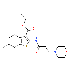 ChemSpider 2D Image | Ethyl 6-methyl-2-{[3-(4-morpholinyl)propanoyl]amino}-4,5,6,7-tetrahydro-1-benzothiophene-3-carboxylate | C19H28N2O4S