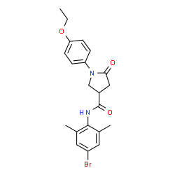 ChemSpider 2D Image | N-(4-Bromo-2,6-dimethylphenyl)-1-(4-ethoxyphenyl)-5-oxo-3-pyrrolidinecarboxamide | C21H23BrN2O3