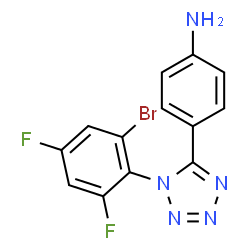 ChemSpider 2D Image | 4-[1-(2-Bromo-4,6-difluorophenyl)-1H-tetrazol-5-yl]aniline | C13H8BrF2N5