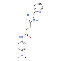 ChemSpider 2D Image | N-[4-(Dimethylamino)phenyl]-2-{[4-methyl-5-(2-pyridinyl)-4H-1,2,4-triazol-3-yl]sulfanyl}acetamide | C18H20N6OS