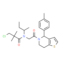 ChemSpider 2D Image | N-sec-Butyl-3-chloro-2,2-dimethyl-N-{2-[4-(4-methylphenyl)-6,7-dihydrothieno[3,2-c]pyridin-5(4H)-yl]-2-oxoethyl}propanamide | C25H33ClN2O2S