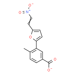ChemSpider 2D Image | 4-Methyl-3-[5-(2-nitrovinyl)-2-furyl]benzoate | C14H10NO5
