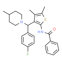 ChemSpider 2D Image | N-{3-[(4-Fluorophenyl)(4-methyl-1-piperidinyl)methyl]-4,5-dimethyl-2-thienyl}benzamide | C26H29FN2OS