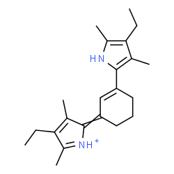ChemSpider 2D Image | 4-Ethyl-2-[3-(4-ethyl-3,5-dimethyl-1H-pyrrol-2-yl)-2-cyclohexen-1-ylidene]-3,5-dimethyl-2H-pyrrolium | C22H31N2