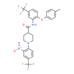 ChemSpider 2D Image | N-[2-(4-Methylphenoxy)-5-(trifluoromethyl)phenyl]-1-[2-nitro-4-(trifluoromethyl)phenyl]-4-piperidinecarboxamide | C27H23F6N3O4