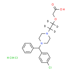ChemSpider 2D Image | {[2-{4-[(4-Chlorophenyl)(phenyl)methyl]-1-piperazinyl}(~2~H_4_)ethyl]oxy}acetic acid dihydrochloride | C21H23D4Cl3N2O3