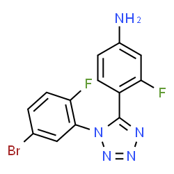 ChemSpider 2D Image | 4-[1-(5-Bromo-2-fluorophenyl)-1H-tetrazol-5-yl]-3-fluoroaniline | C13H8BrF2N5