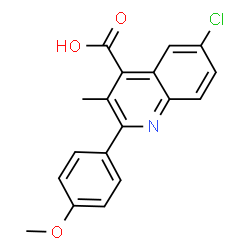 ChemSpider 2D Image | 6-Chloro-2-(4-methoxyphenyl)-3-methyl-4-quinolinecarboxylic acid | C18H14ClNO3