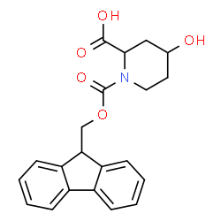 ChemSpider 2D Image | 1-[(9H-Fluoren-9-ylmethoxy)carbonyl]-4-hydroxy-2-piperidinecarboxylic acid | C21H21NO5