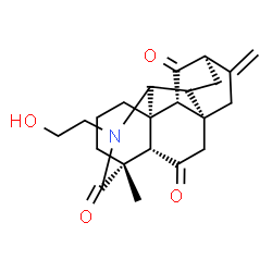ChemSpider 2D Image | (1S,5R,8R,9S,11R,14S,17S,18R)-7-(2-Hydroxyethyl)-5-methyl-12-methylene-7-azahexacyclo[9.6.2.0~1,8~.0~5,17~.0~9,14~.0~14,18~]nonadecane-6,16,19-trione | C22H27NO4