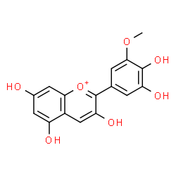 ChemSpider 2D Image | 2-(3,4-Dihydroxy-5-methoxyphenyl)-3,5,7-trihydroxychromenium | C16H13O7