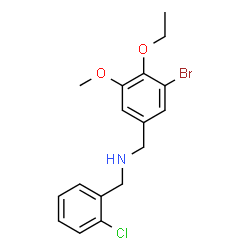 ChemSpider 2D Image | 1-(3-Bromo-4-ethoxy-5-methoxyphenyl)-N-(2-chlorobenzyl)methanamine | C17H19BrClNO2