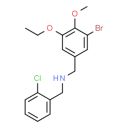 ChemSpider 2D Image | 1-(3-Bromo-5-ethoxy-4-methoxyphenyl)-N-(2-chlorobenzyl)methanamine | C17H19BrClNO2