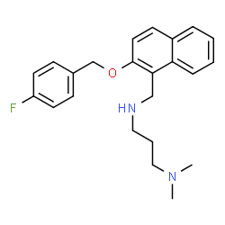 ChemSpider 2D Image | N'-({2-[(4-Fluorobenzyl)oxy]-1-naphthyl}methyl)-N,N-dimethyl-1,3-propanediamine | C23H27FN2O