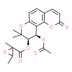 ChemSpider 2D Image | (3'R,4'R)-3'-Epoxyangeloyloxy-4'-acetoxy-3',4'-dihydroseselin | C21H22O8