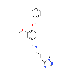 ChemSpider 2D Image | N-{3-Methoxy-4-[(4-methylbenzyl)oxy]benzyl}-2-[(1-methyl-1H-tetrazol-5-yl)sulfanyl]ethanamine | C20H25N5O2S