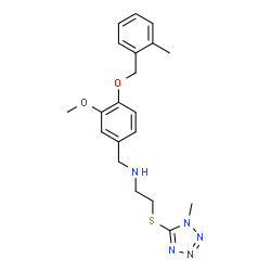 ChemSpider 2D Image | N-{3-Methoxy-4-[(2-methylbenzyl)oxy]benzyl}-2-[(1-methyl-1H-tetrazol-5-yl)sulfanyl]ethanamine | C20H25N5O2S