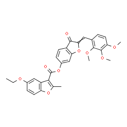 ChemSpider 2D Image | 3-Oxo-2-(2,3,4-trimethoxybenzylidene)-2,3-dihydro-1-benzofuran-6-yl 5-ethoxy-2-methyl-1-benzofuran-3-carboxylate | C30H26O9