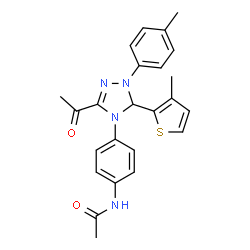 ChemSpider 2D Image | N-{4-[3-Acetyl-1-(4-methylphenyl)-5-(3-methyl-2-thienyl)-1,5-dihydro-4H-1,2,4-triazol-4-yl]phenyl}acetamide | C24H24N4O2S