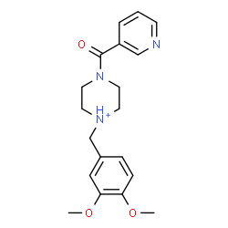 ChemSpider 2D Image | 1-(3,4-Dimethoxybenzyl)-4-(3-pyridinylcarbonyl)piperazin-1-ium | C19H24N3O3