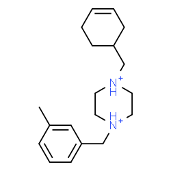 ChemSpider 2D Image | 1-(3-Cyclohexen-1-ylmethyl)-4-(3-methylbenzyl)piperazinediium | C19H30N2