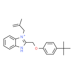 ChemSpider 2D Image | 2-{[4-(2-Methyl-2-propanyl)phenoxy]methyl}-3-(2-methyl-2-propen-1-yl)-1H-3,1-benzimidazol-3-ium | C22H27N2O