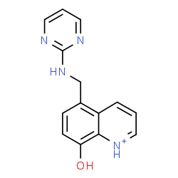 ChemSpider 2D Image | 8-Hydroxy-5-[(2-pyrimidinylamino)methyl]quinolinium | C14H13N4O