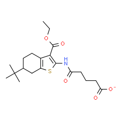 ChemSpider 2D Image | 5-{[3-(Ethoxycarbonyl)-6-(2-methyl-2-propanyl)-4,5,6,7-tetrahydro-1-benzothiophen-2-yl]amino}-5-oxopentanoate | C20H28NO5S