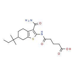 ChemSpider 2D Image | 5-{[3-Carbamoyl-6-(2-methyl-2-butanyl)-4,5,6,7-tetrahydro-1-benzothiophen-2-yl]amino}-5-oxopentanoic acid | C19H28N2O4S