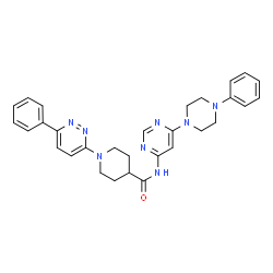 ChemSpider 2D Image | N-[6-(4-Phenyl-1-piperazinyl)-4-pyrimidinyl]-1-(6-phenyl-3-pyridazinyl)-4-piperidinecarboxamide | C30H32N8O